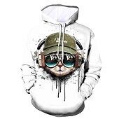 abordables Sudaderas con capucha para hombre-Hombre Graphic Animal Sudadera Sudaderas Sudadera Sudadera con capucha Con Capucha Casual Impresión 3D Diario Noche Blanco Diseñador