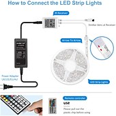 お買い得  リモコンコントロール-5m 16.4ftledストリップライトrgbtvバックライト寝室キッチン装飾300x 5050smd ir44keyリモコン自己接着色変更