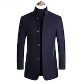 cheap Men&#039;s Trench Coat-Men&#039;s Winter Coat Wool Coat Overcoat Blazer Short Coat Office Work Fall &amp; Winter Wool Windproof Warm Outerwear Clothing Apparel Basic Chic &amp; Modern Solid Colored Stand Collar