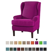abordables Cubierta de sillón y silla sin brazo-Funda de sillón con respaldo alto, funda de sillón elástica, funda de sofá con funda de cojín en T, color liso, burdeos, rojo, suave y duradera