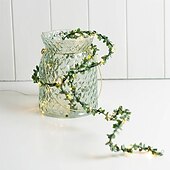 cheap Battery String Lights-Elegant Wedding Reception Party 5M 50LEDs Green Leaves Garland LED String Lights 2pcs 1pc Battery Operated Fairy Lights for Wedding Christmas Banquet Garden Holiday Indoor Decoration