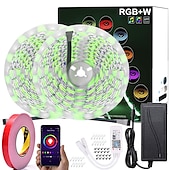Χαμηλού Κόστους Έλεγχος μέσω WiFi-smart led strip light 32,8ft 10m(2x5m) rgb+white wifi app 300leds 5050smd work with alexa google with wifi remote controller