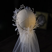 baratos Véus de Noiva-Véu de Casamento de Uma Camada Estilo Flor  Floral Véus de Ombro com Pendente  Tulle Sólido  Clássico para Impressionar