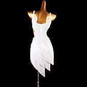 ieftine Ținute Dans Latin-dans salsa rochie de dans latin perle ciucuri cu franjuri cristale / strasuri antrenament femei performanță fără mâneci spandex înalt