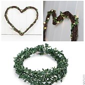 cheap Battery String Lights-Elegant Wedding Reception Party 5M 50LEDs Green Leaves Garland LED String Lights 2pcs 1pc Battery Operated Fairy Lights for Wedding Christmas Banquet Garden Holiday Indoor Decoration