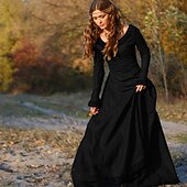 abordables Robe-Rétro Vintage Médiéval Robe vintage Longue longueur Robe Robe Tunique Normal Viking Ranger Elfe Déguisement Femmes Celtique Viking Halloween Carnaval Performance Soirée LARP Adulte Robe
