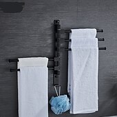abordables Barres repose-serviettes-Porte-serviettes Mural, Porte-Serviettes en Acier Inoxydable Pivotant 2 à 5 bras, Rotatif à 180°, Porte-Serviettes Mural, pour Cuisine, Toilettes, Vestiaire et Salle de Bain, Noir