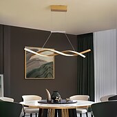 voordelige Eilandlichten-2-lichts 80/100cm led hanglamp aluminium lijn design curl wave design verstelbare kroonluchter nordic style eetkamer woonkamer verlichting 36w 110-240v alleen dimbaar met afstandsbediening
