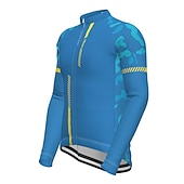 tanie Męskie koszulki-Męskie Koszulka rowerowa Geometryczny Niejednolita całość Wzory Długi rękaw Rower Dżersej Top z 3 tylnymi kieszeniami Kolarstwo górskie Kolarstwie szosowym Keep Warm Odporny na UV Kolarstwo Szybkie