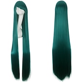 baratos Perucas de festa-Peruca de Cosplay Peruca Sintética Reta Natural com Franja Peruca Longa Preta  Loiro A1 A2 A3 A4 A5 Cabelo Sintético de 60 polegadas Peruca Criativa de Anime Feminina Laranja Preta  Loiro Perucas de