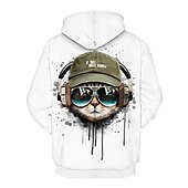abordables Sudaderas con capucha para hombre-Hombre Graphic Animal Sudadera Sudaderas Sudadera Sudadera con capucha Con Capucha Casual Impresión 3D Diario Noche Blanco Diseñador