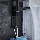 abordables Barres repose-serviettes-Porte-serviettes Mural, Porte-Serviettes en Acier Inoxydable Pivotant 2 à 5 bras, Rotatif à 180°, Porte-Serviettes Mural, pour Cuisine, Toilettes, Vestiaire et Salle de Bain, Noir