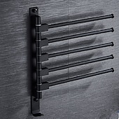 abordables Barres repose-serviettes-Porte-serviettes Mural, Porte-Serviettes en Acier Inoxydable Pivotant 2 à 5 bras, Rotatif à 180°, Porte-Serviettes Mural, pour Cuisine, Toilettes, Vestiaire et Salle de Bain, Noir