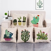 cheap Floral &amp; Plants Style-1 Set of 5 Pcs Green Leaf Botanical Series Throw Pillow Covers Modern Decorative Throw Pillow Case Cushion Case for Room Bedroom Room Sofa Chair Car Outdoor Cushion for Sofa Couch Bed Chair Green