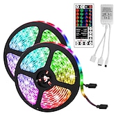 cheap USB Strip Lights-LED Strip Lights (2x5M)10M 32.8ft 2835 RGB 600LEDs 8mm Strips Lighting Flexible Color Changing with 44 Key IR Remote Ideal for Home Kitchen Christmas TV Back Lights DC 12V