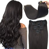 abordables Extensions à Clips-A Clipser Extensions de cheveux Cheveux Naturel Rémy Clip sur les extensions de cheveux 7 pièces 100 g Pack Droit Blond 14-24 pouce Extensions de cheveux