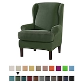 abordables Cubierta de sillón y silla sin brazo-Funda de sillón con respaldo alto, funda de sillón elástica, funda de sofá con funda de cojín en T, color liso, burdeos, rojo, suave y duradera