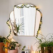 cheap Battery String Lights-Elegant Wedding Reception Party 5M 50LEDs Green Leaves Garland LED String Lights 2pcs 1pc Battery Operated Fairy Lights for Wedding Christmas Banquet Garden Holiday Indoor Decoration