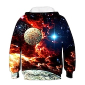 Недорогие Мальчиковое 3D-зрение и геометрия-Мальчики 3D Галактика Толстовка Длинный рукав 3D печать Осень Зима Активный Классический Дети 2-12 лет на открытом воздухе Повседневные В помещении