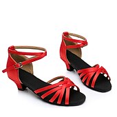 halpa Lattarikengät-naisten siniset satiiniset latinalaiset tanssikengät – avokärkiset matalakorkoiset tanssisandaalit nilkkahihnalla harjoitteluun ja esiintymiseen