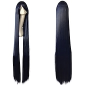 baratos Perucas de festa-Peruca de Cosplay Peruca Sintética Reta Natural com Franja Peruca Longa Preta  Loiro A1 A2 A3 A4 A5 Cabelo Sintético de 60 polegadas Peruca Criativa de Anime Feminina Laranja Preta  Loiro Perucas de