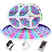 cheap USB Strip Lights-LED Strip Lights (2x5M)10M 32.8ft 2835 RGB 600LEDs 8mm Strips Lighting Flexible Color Changing with 44 Key IR Remote Ideal for Home Kitchen Christmas TV Back Lights DC 12V
