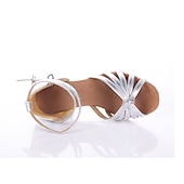 Недорогие Детская обувь для танцев-Жен. Обувь для латины Танцевальная обувь Выступление В помещении Сатин / атлас Классический На каблуках Толстая каблук Серебряный Черный Золотой