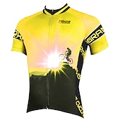 お買い得  メンズジャージ-男性用 サイクリングジャージー パターン柄 おかしい 半袖 バイク ジャージー トップス 3つのリアポケット付き マウンテンサイクリング ロードバイク 速乾性 反射性ストリップ 後ポケット モイスチャーコントロール スポーツ イエロー レッド ブルー 衣類