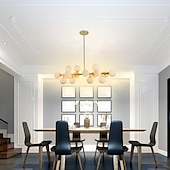cheap Globe Design-16 Bulbs 90cm(35.4&quot;) LED Gold Pendant Light Metal Glass Sputnik Electroplated 3.9&quot; Lampshades Molecular Nordic Chandelier for Home Bedroom Kitchen