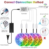 cheap Remote Control-RGB LED Strip Lights Set Dimmable 20m 65.6ft Tiktok Lights 600 LEDs 5050 SMD 10mm Remote Control RC Cuttable Linkable Suitable for Vehicles Self-adhesive Color-Changing IP44