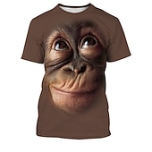  Per uomo Grafico Animale Orangutan Camicia Maglietta Manica Corta maglietta Stampa 3D Girocollo Camicia Chic & Moderno Divertente Confortevole Feste Streetwear Quotidiano Nero Rosa Marrone Estate