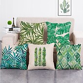 cheap Floral &amp; Plants Style-1 Set of 5 Pcs Green Leaf Botanical Series Throw Pillow Covers Modern Decorative Throw Pillow Case Cushion Case for Room Bedroom Room Sofa Chair Car Outdoor Cushion for Sofa Couch Bed Chair Green