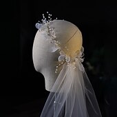 baratos Véus de Noiva-Véu de Casamento de Uma Camada Estilo Flor  Floral Véus de Ombro com Pendente  Tulle Sólido  Clássico para Impressionar