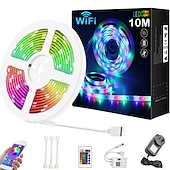 お買い得  WiFi&amp;音楽コントロール-10m33ftスマートsmd5050rgbledストリップライトwifiアプリ制御音楽同期作業withalexagoogleホームキッチンテレビパーティー180ledswith24キーコントローラーdc12v