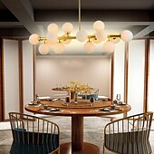 cheap Globe Design-16 Bulbs 90cm(35.4&quot;) LED Gold Pendant Light Metal Glass Sputnik Electroplated 3.9&quot; Lampshades Molecular Nordic Chandelier for Home Bedroom Kitchen