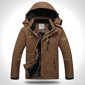 preiswerte Sportjacke-Herren Hoodie-Jacke Wanderjacke Skijacke Winter Draussen Winter Draussen Volltonfarbe warm halten Wasserdicht Windundurchlässig Fleece-Futter Oberbekleidung Windjacken Mantel Campen und Wandern Jagd