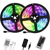 Недорогие Дистанционное управление-светодиодные ленты rgb 10m 32.8ft рождество tiktok tv подсветка 600 светодиодов гибкое изменение цвета smd 2835 с контроллером 44 клавиш источник питания 100-240 в для домашней спальни кухня