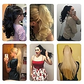 abordables Queue-de-cheval-chignons chignon queue de cheval avec griffe cheveux synthétiques morceau de cheveux extension de cheveux ondulés fête tous les jours fête et soirée châtain clair