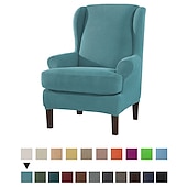 abordables Cubierta de sillón y silla sin brazo-Funda de sillón con respaldo alto, funda de sillón elástica, funda de sofá con funda de cojín en T, color liso, burdeos, rojo, suave y duradera