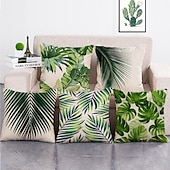 cheap Floral &amp; Plants Style-1 Set of 5 Pcs Green Leaf Botanical Series Throw Pillow Covers Modern Decorative Throw Pillow Case Cushion Case for Room Bedroom Room Sofa Chair Car Outdoor Cushion for Sofa Couch Bed Chair Green