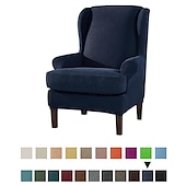 abordables Cubierta de sillón y silla sin brazo-Funda de sillón con respaldo alto, funda de sillón elástica, funda de sofá con funda de cojín en T, color liso, burdeos, rojo, suave y duradera