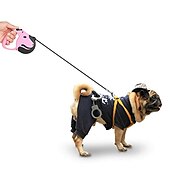 お買い得  犬用首輪＆ハーネス＆リード-アップグレードされた格納式犬用リード、最大 33 ポンドの頑丈な 360° もつれのない犬用散歩用リード、滑り止めハンドル付き 16.5 フィートの強力な反射ナイロン テープ、片手ブレーキ、一時停止、ロック (ピンク)