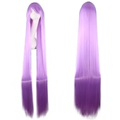 baratos Perucas de festa-Peruca de Cosplay Peruca Sintética Reta Natural com Franja Peruca Longa Preta  Loiro A1 A2 A3 A4 A5 Cabelo Sintético de 60 polegadas Peruca Criativa de Anime Feminina Laranja Preta  Loiro Perucas de