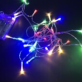 رخيصةأون يعمل بالبطاريات-3 متر 6 متر 10 متر LED سلسلة أضواء الكريسماس 20 40 80 LED لعيد الميلاد عطلة حفل زفاف غرفة نوم الفناء الديكور عيد الميلاد المتعري أضواء الجنية