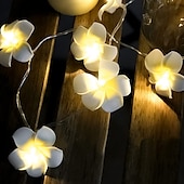billige Batteridrevet-3m 20 led frangipani blomsterslyngelys, eventyrlys krans for julehjem, bryllup og festdekor, utendørs kransbelysning