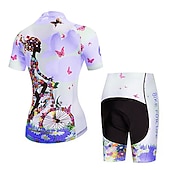 Χαμηλού Κόστους Γυναικεία σετ ρούχων-Γυναικεία Φανέλα και σορτς ποδηλασίας Κοντομάνικο Ποδηλασία Βουνού Ποδηλασία Δρόμου Καλοκαίρι Άνοιξη Θαλασσί Κίτρινο Ανθισμένο Ροζ Με Μοτίβο Άνθινο / Βοτανικό Λουλούδι Αστείος Ποδήλατο