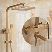economico Docce da giardino-rubinetto doccia, set doccia set doccetta inclusa doccia a pioggia estraibile/rubinetti miscelatori doccia vasca da bagno con valvola in ceramica tradizionale in ottone