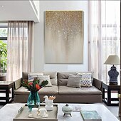 economico Quadri paesaggistici-argento dorato cielo stellato pittura a olio astratta 100% fatto a mano dipinto a mano arte della parete su tela decorazione della casa arredamento tela arrotolata senza cornice non allungata