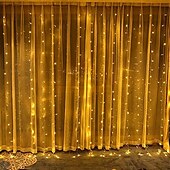 cheap USB String Lights-300 LEDs Curtain String Lights with Remote Control 3x3M Christmas Décor Lights for Christmas New Year&#039;s Curtain Window Roof String Lights