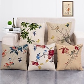 billiga blom- och växtstil-1 uppsättning 5 st kuddöverdrag modern olja paitng stil blad dekorativa kuddkudde för rumsdekor utomhus / inomhus kudde för soffa soffa stol